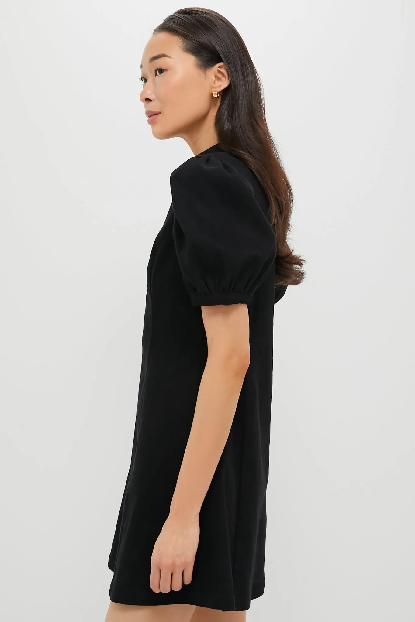 Black Front Zip Denim Mini Dress