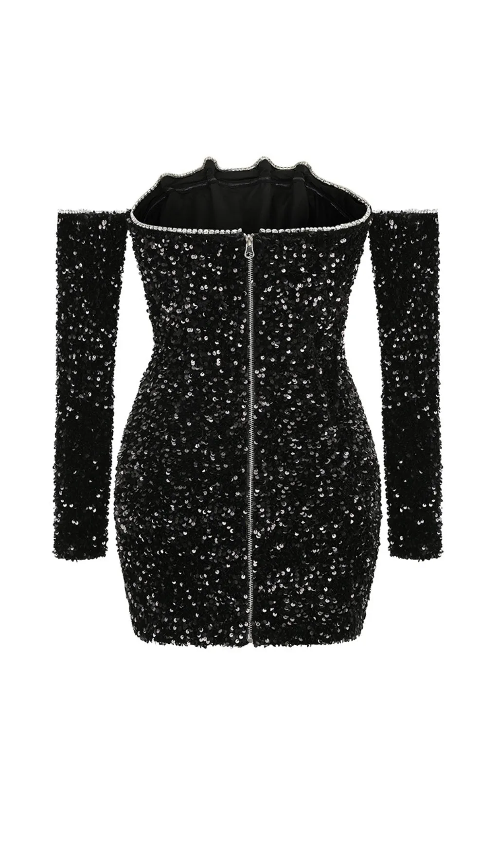 BLACK PATCHWORK SEQUINS SLIMMING MINI DRESS Gloria Lanvin