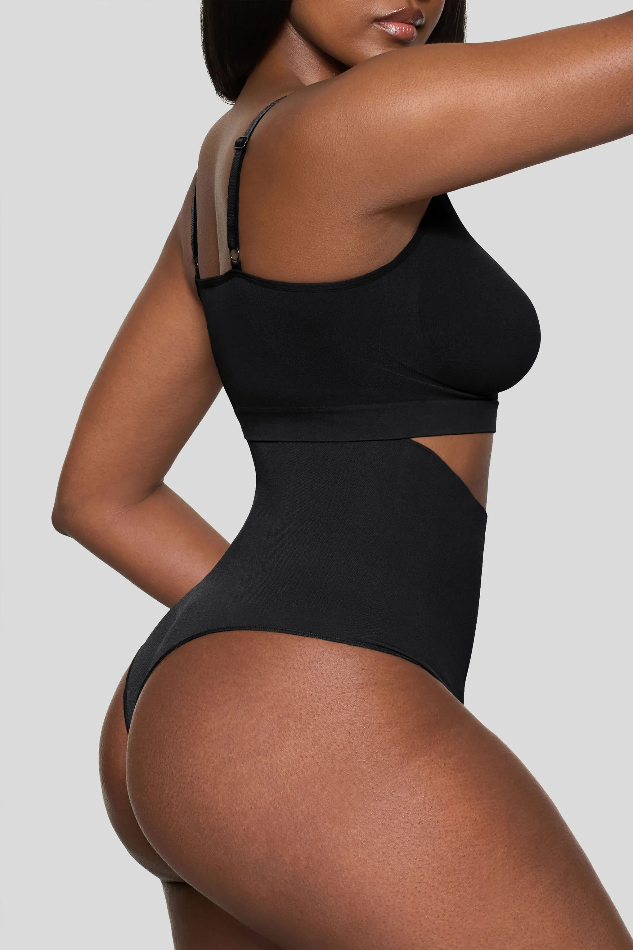 BOOMBA | Black Short-Waisted Thong Shapewear Club L London