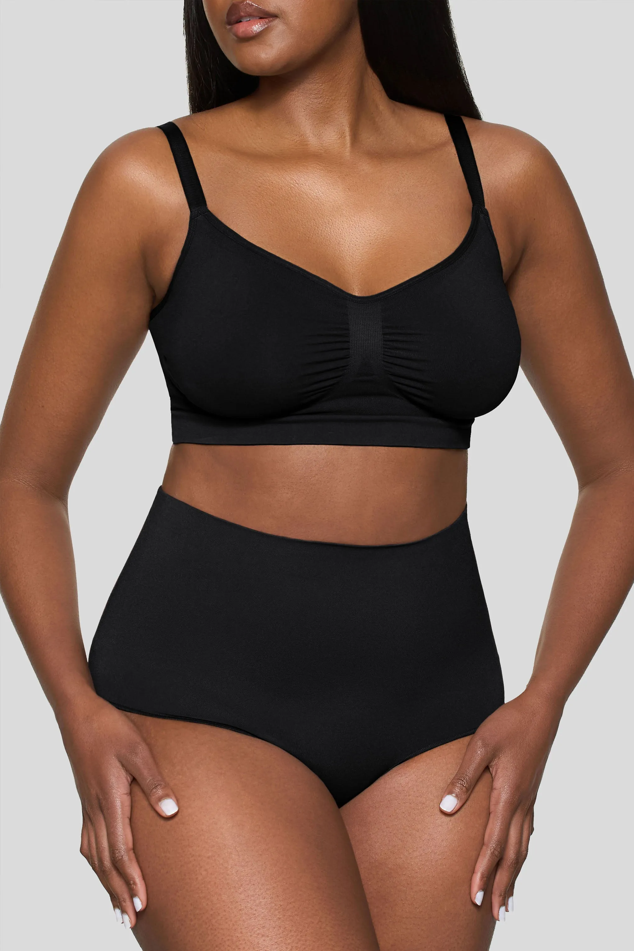 BOOMBA | Black Short-Waisted Thong Shapewear Club L London
