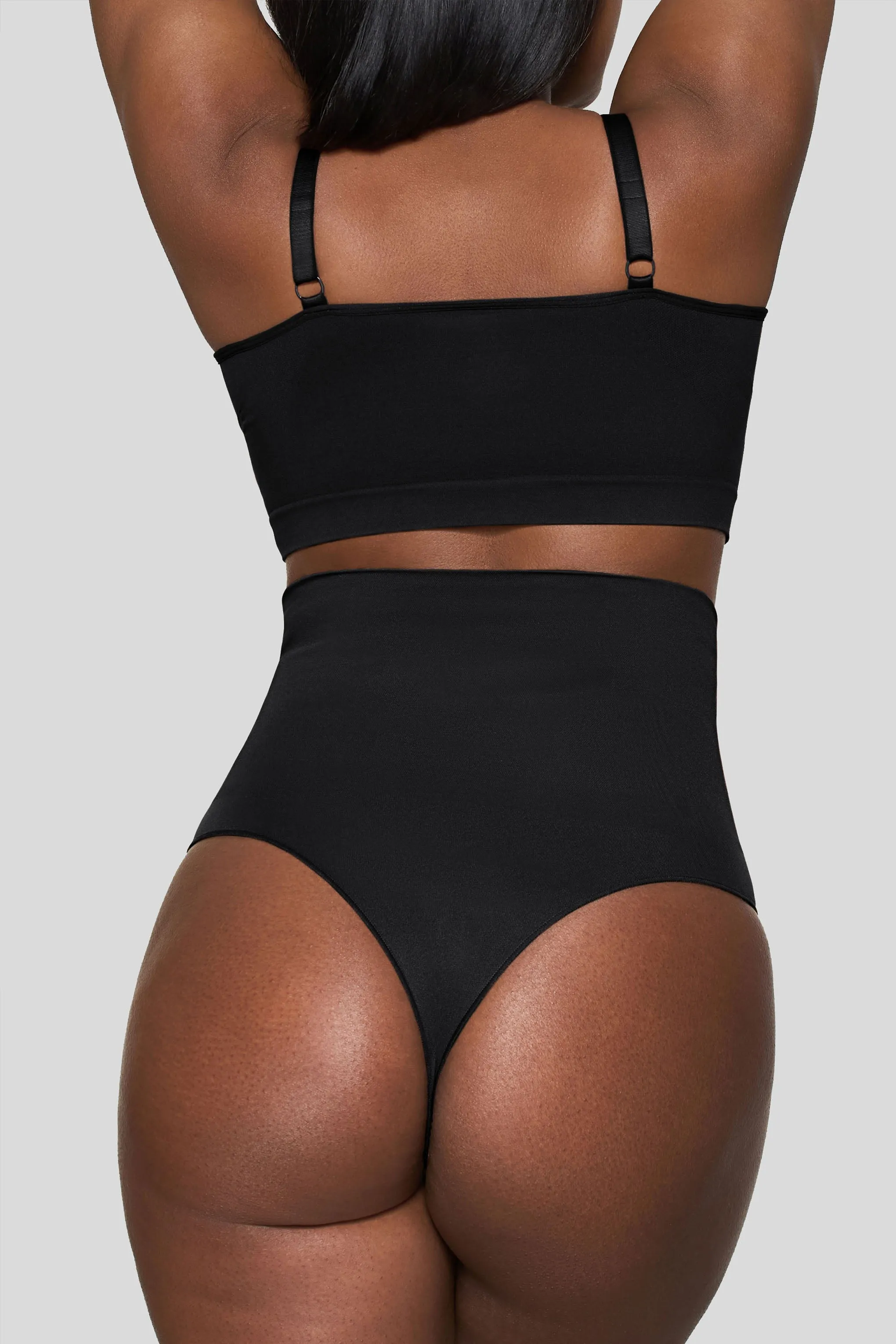 BOOMBA | Black Short-Waisted Thong Shapewear Club L London