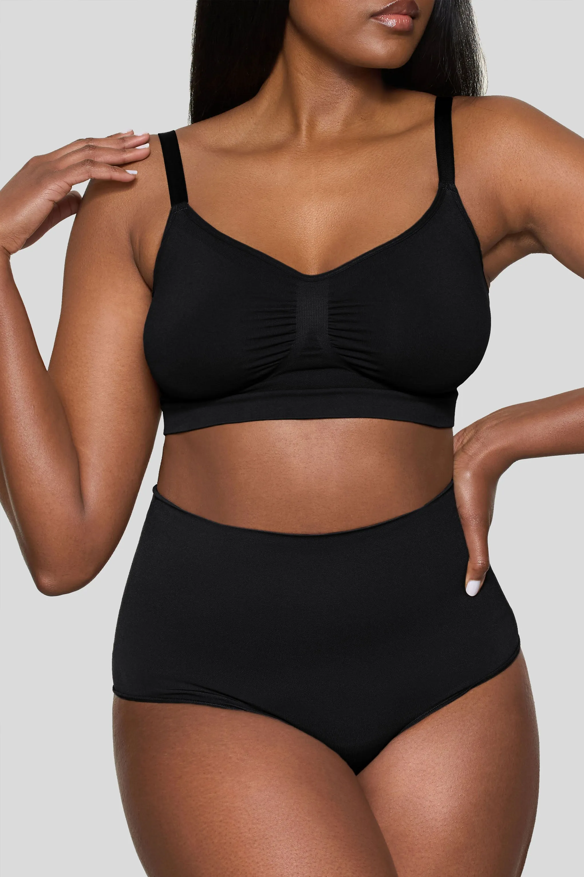 BOOMBA | Black Short-Waisted Thong Shapewear Club L London