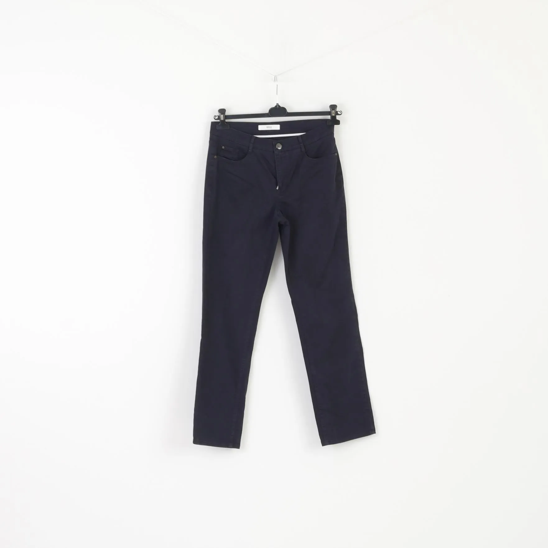 BRAX Women 12 38 Trousers Navy Cotton Carola Style Classic Stretch Pants