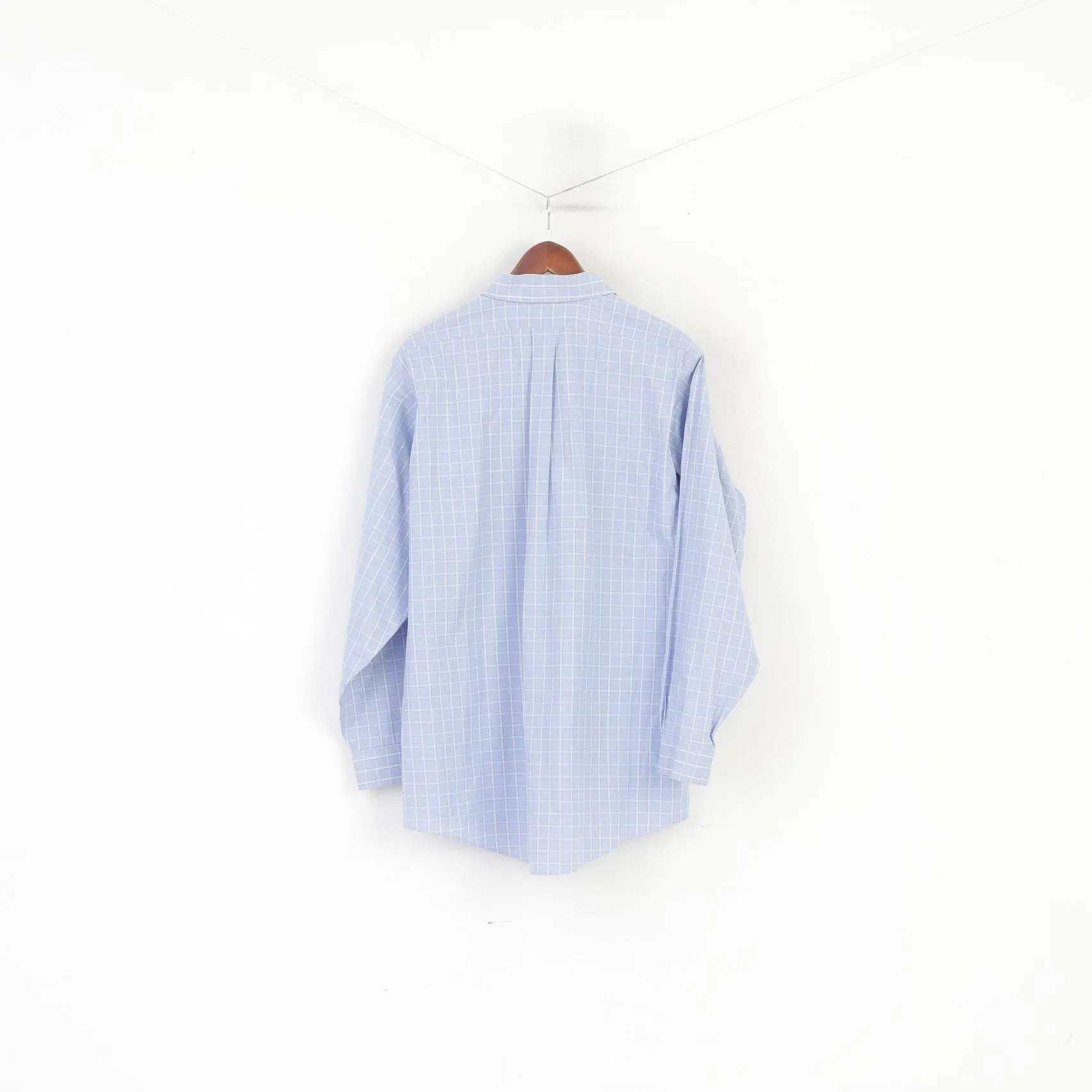 Brooks Brothers Men 16.5 34 XXL Casual Shirt Blue Check Cotton Non Iron Long Sleeve Top