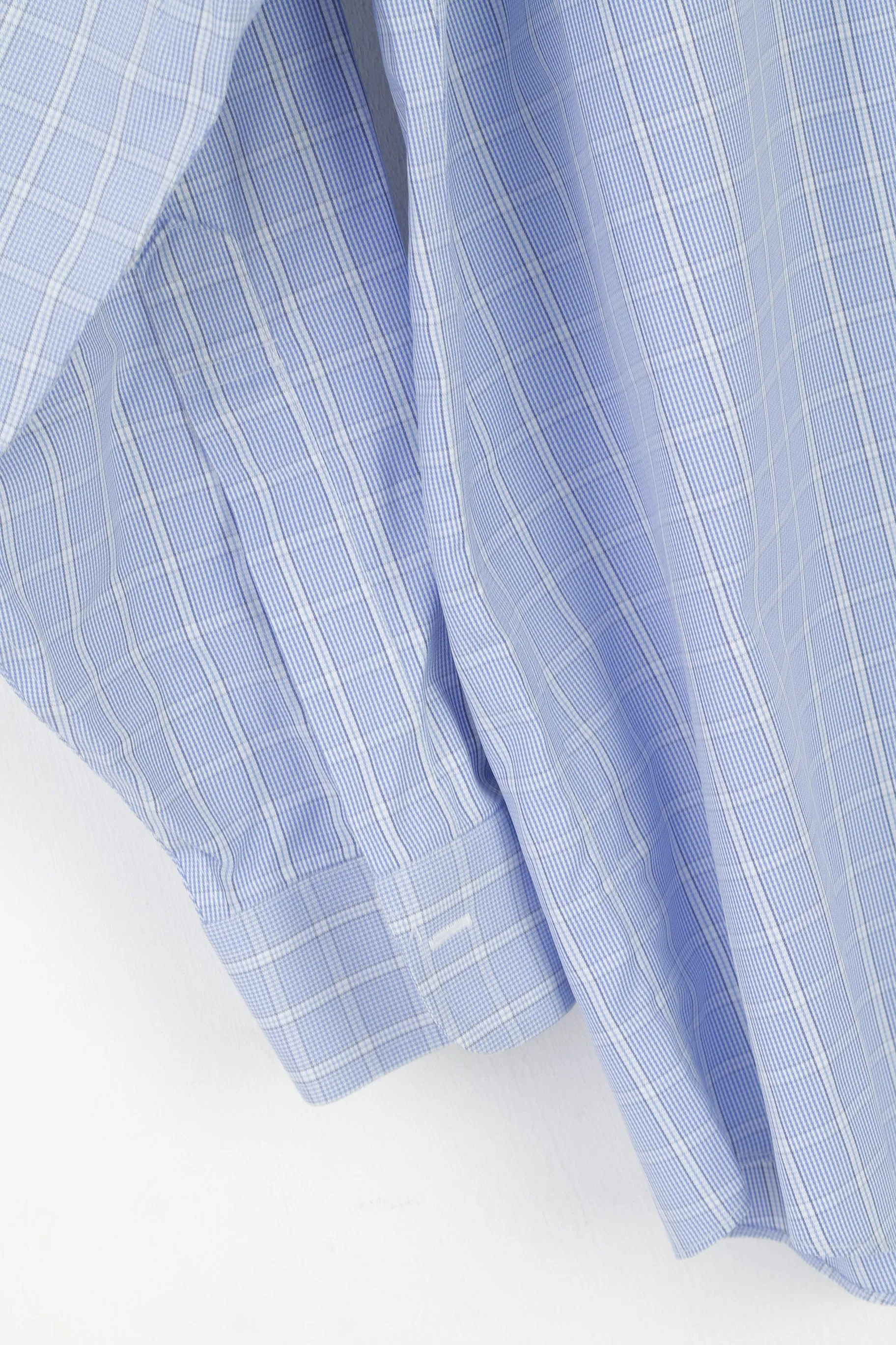 Brooks Brothers Men 16.5 34 XXL Casual Shirt Blue Check Cotton Non Iron Long Sleeve Top