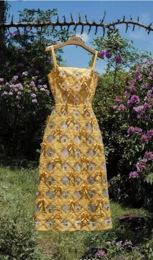 BUTTERFLY HOLLOW OUT STRAPPY MIDI DRESS Gloria Lanvin