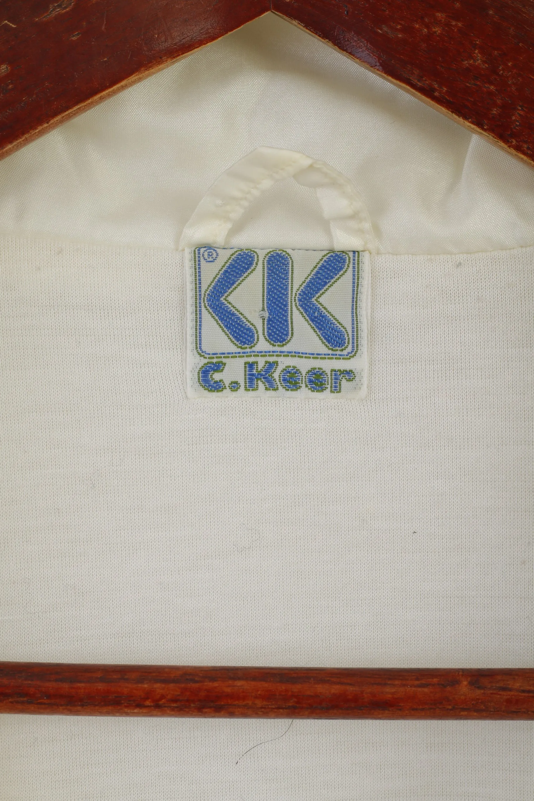 C. Keer Men 52 L Jacket Cream Shiny Vintage Nylon Waterproof Oldschool Top