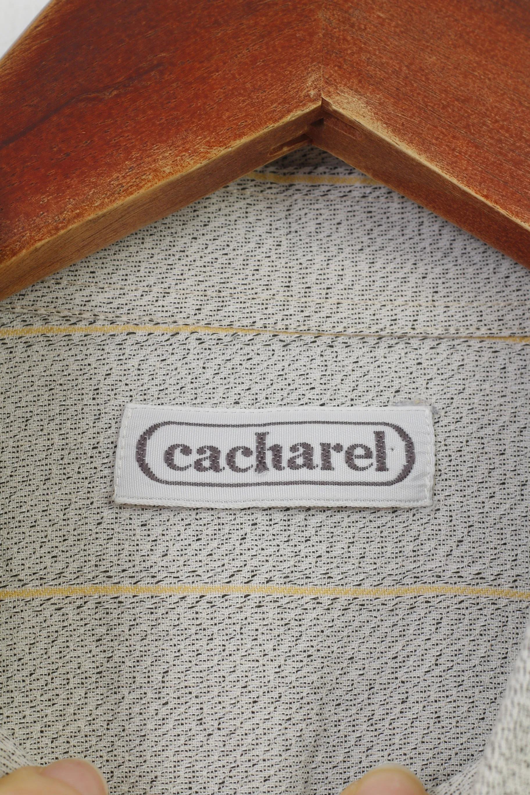 Cacharel Men 16 41 M Casual Shirt Striped Light Grey Buttons Down Collar Long Sleeve Top