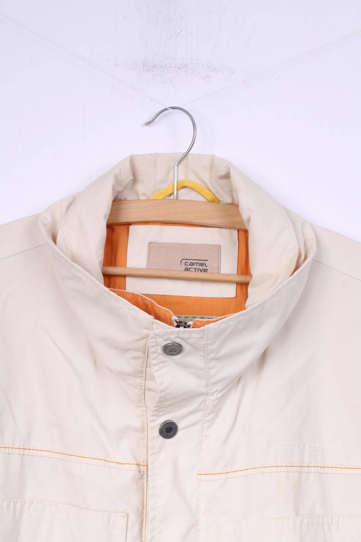 Camel Active Men 54 L Jacket Cream Lightweight Cotton Full Zipper Technical Top