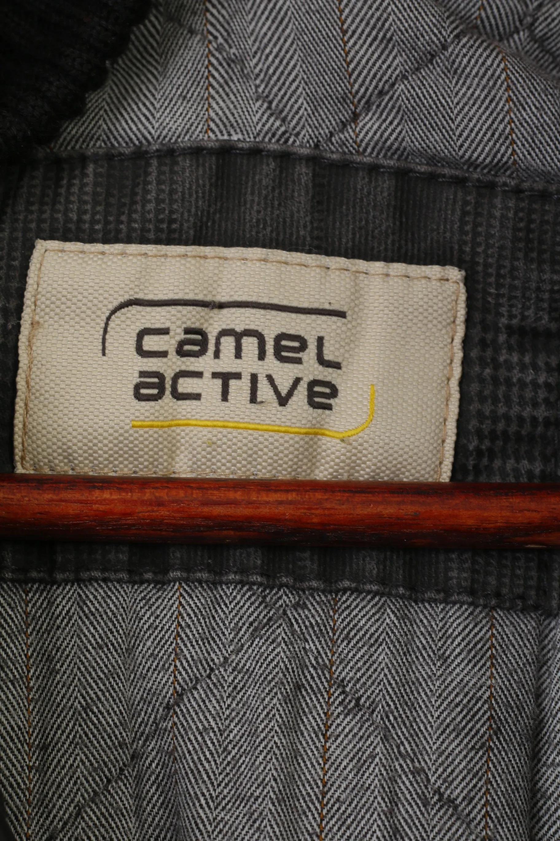 Camel Active Men 64 XXXL Jacket Grey Cotton Checkered Padded Full Zipper Vintage Top