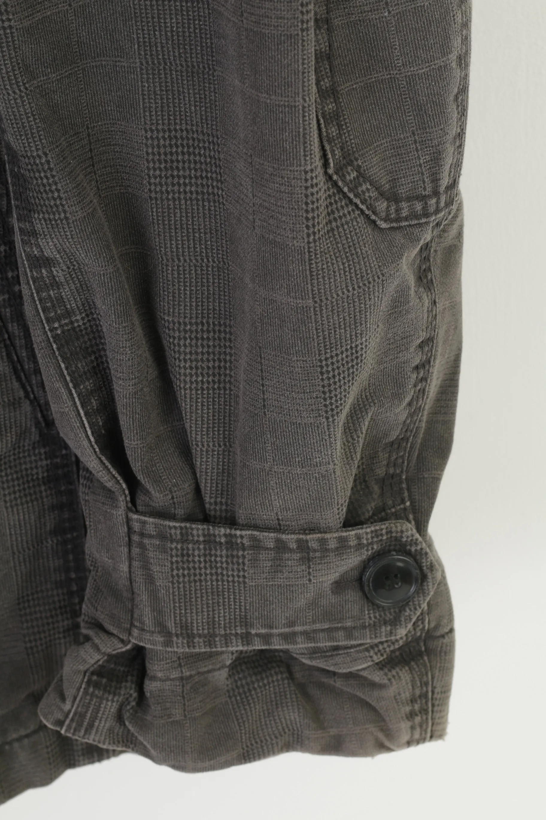 Camel Active Men 64 XXXL Jacket Grey Cotton Checkered Padded Full Zipper Vintage Top