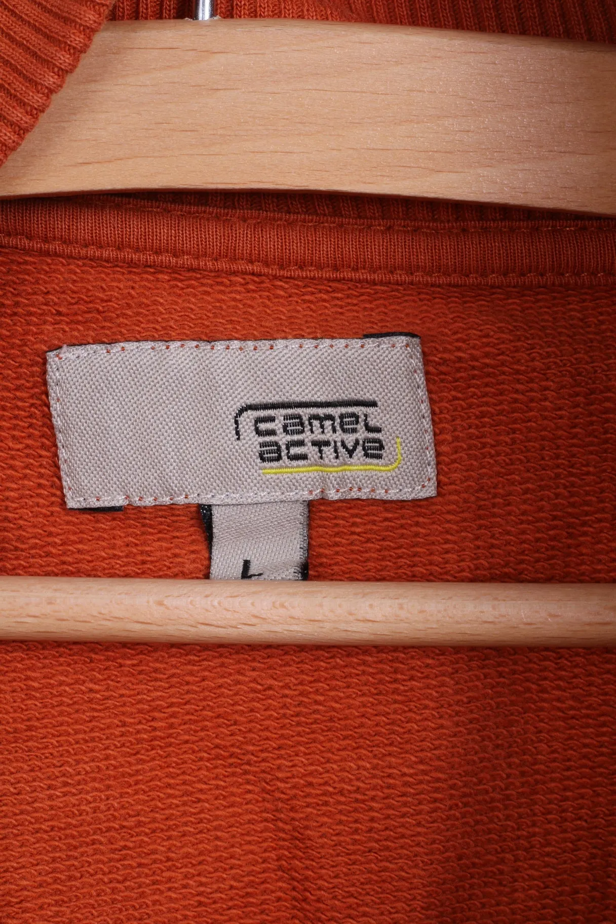 Camel Active Mens L Sweatshirt Orange Cotton Zip Up Sportswear Blouse
