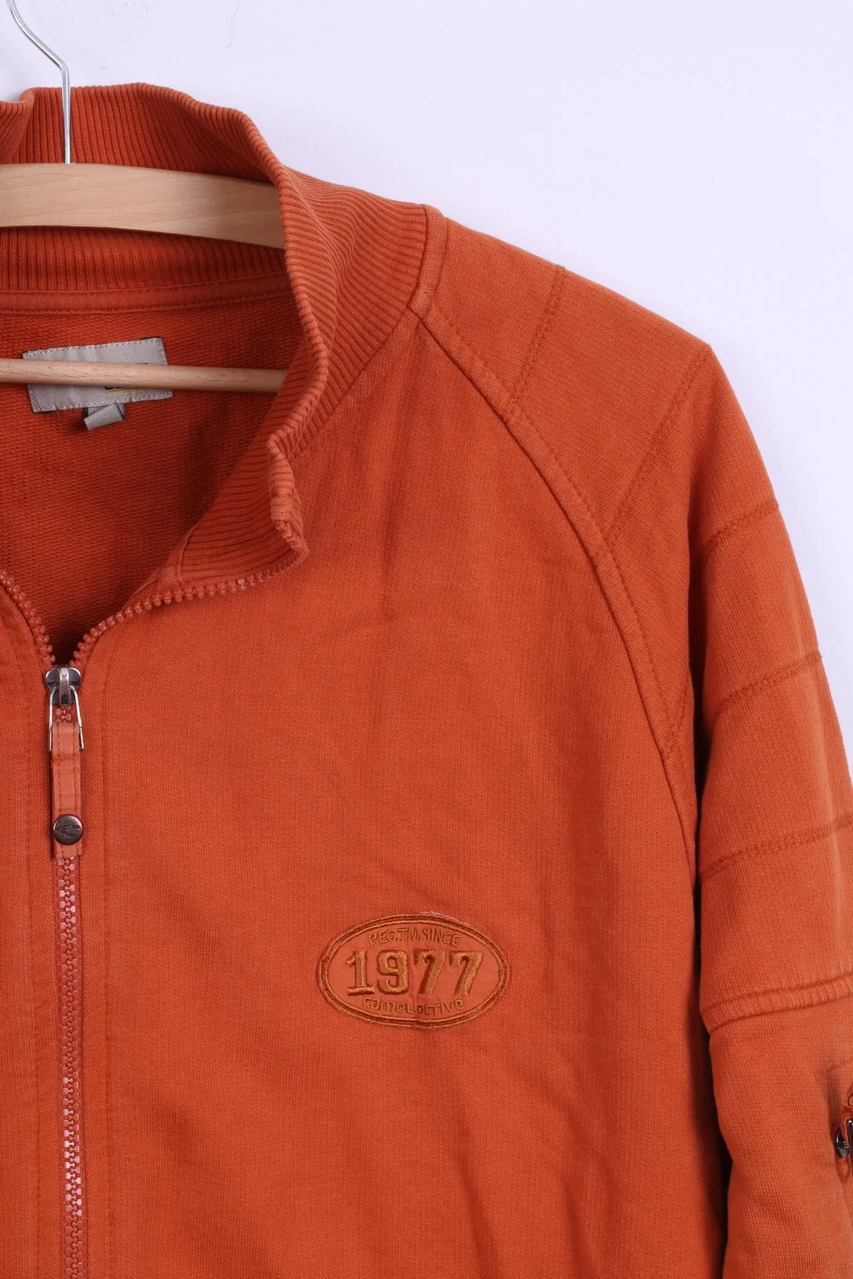 Camel Active Mens L Sweatshirt Orange Cotton Zip Up Sportswear Blouse