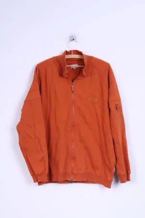 Camel Active Mens L Sweatshirt Orange Cotton Zip Up Sportswear Blouse
