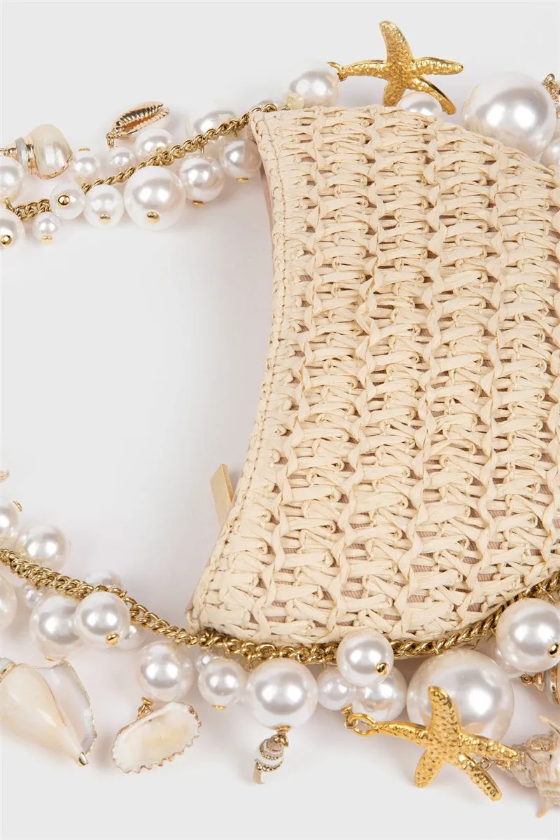 Camilla Shell Pearl Raffia Bag Gloria Lanvin