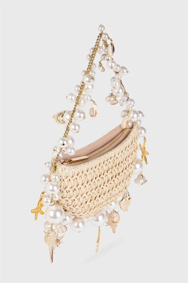 Camilla Shell Pearl Raffia Bag Gloria Lanvin