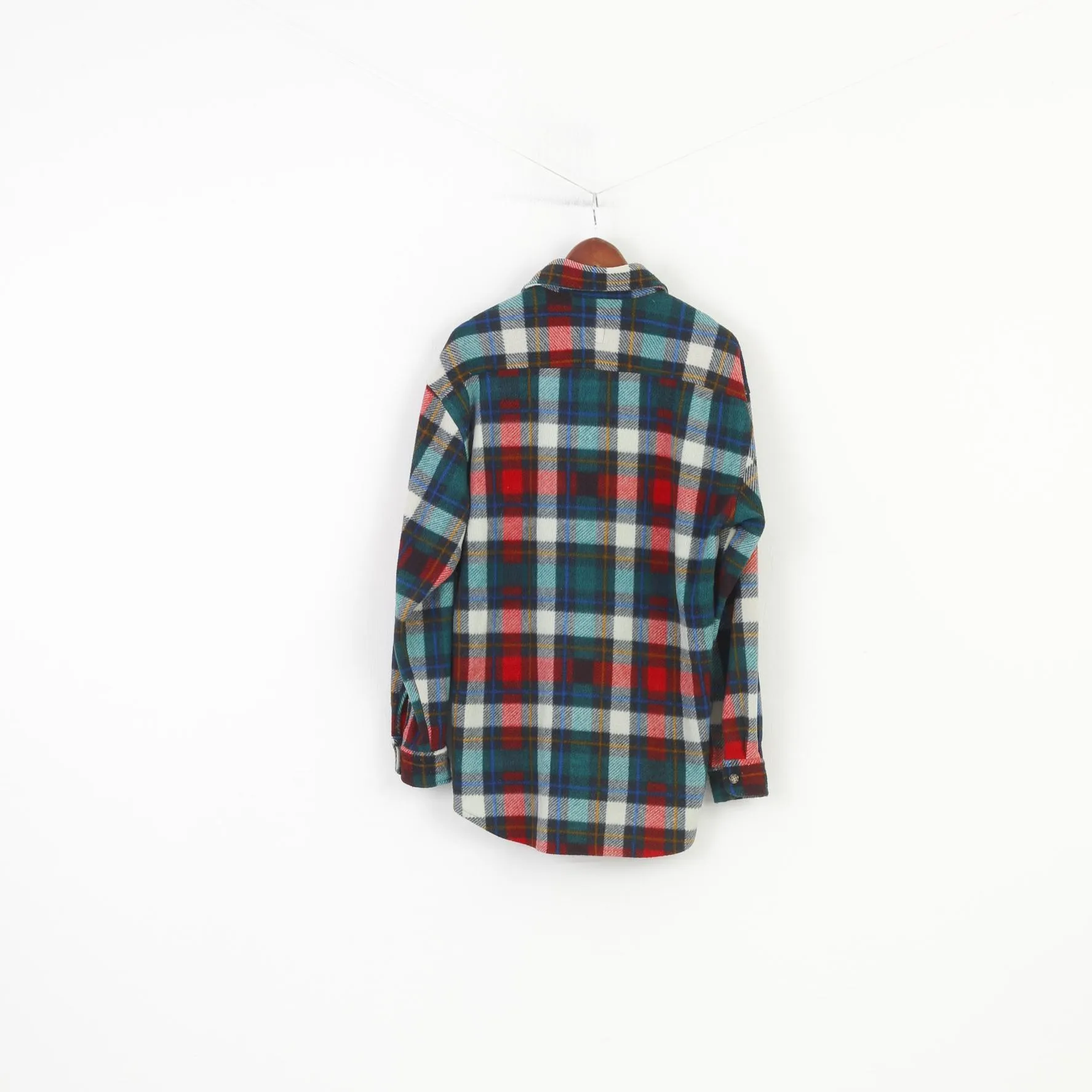 C&A Men M Casual Shirt Checkered Long Sleeve Green Red Fashion Vintage Top