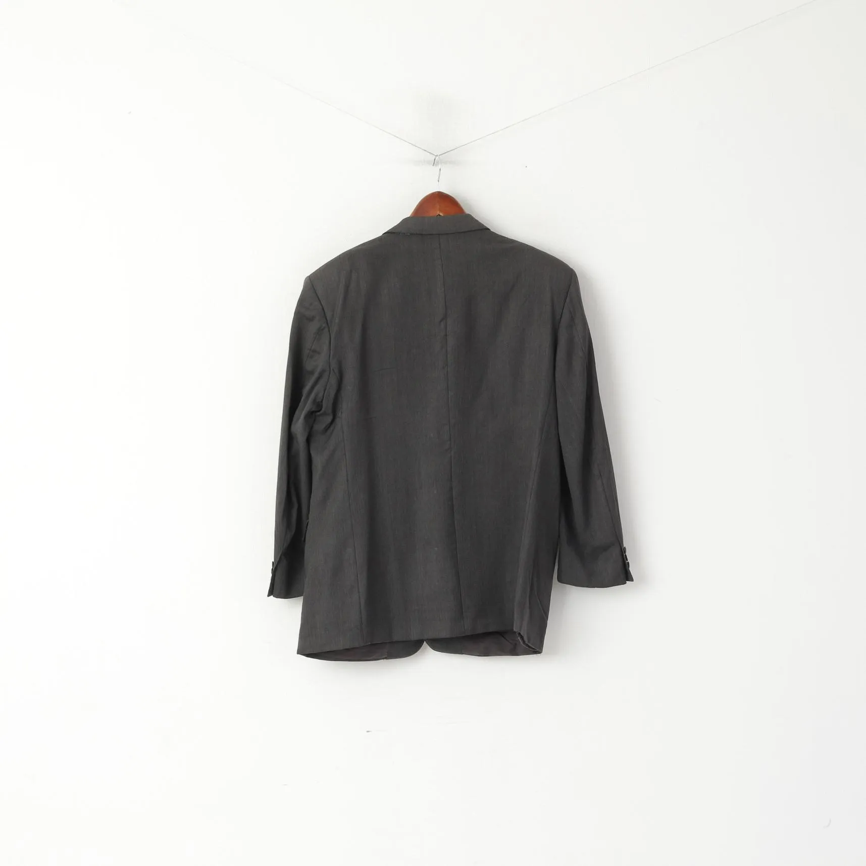 Canali Men 56 46 Blazer Gray Vintage Wool Burki Super 120's Single Breasted Jacket