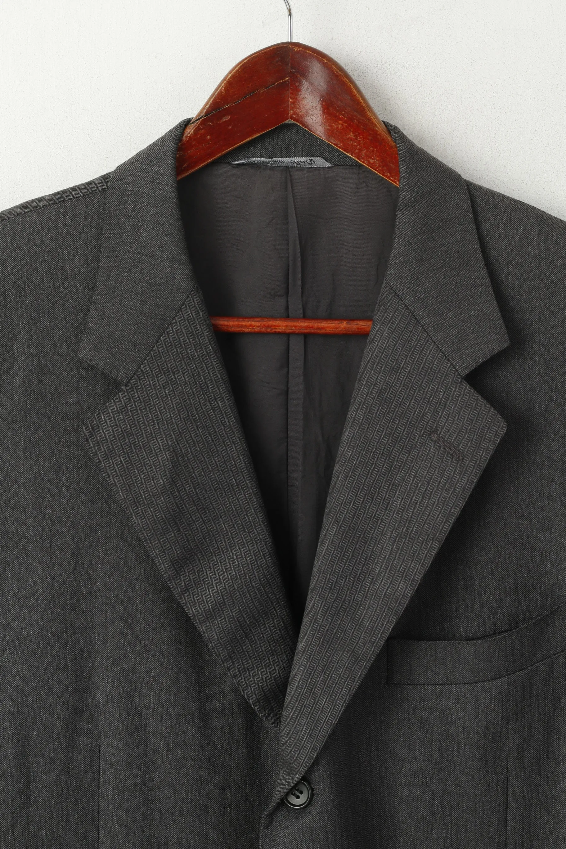 Canali Men 56 46 Blazer Gray Vintage Wool Burki Super 120's Single Breasted Jacket