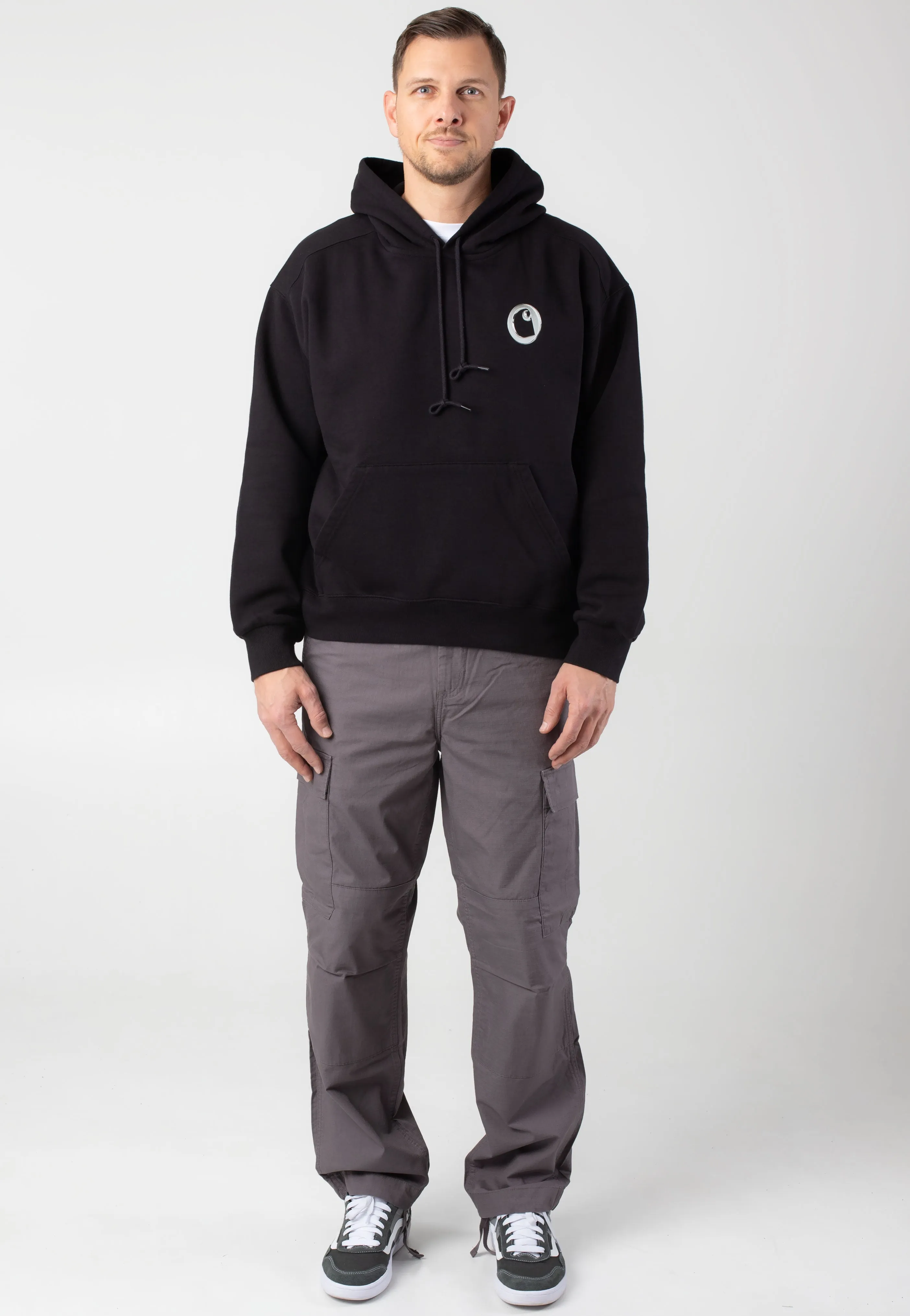Carhartt WIP - Hooded Charm Link Stone Washed Black/Silver - Hoodie