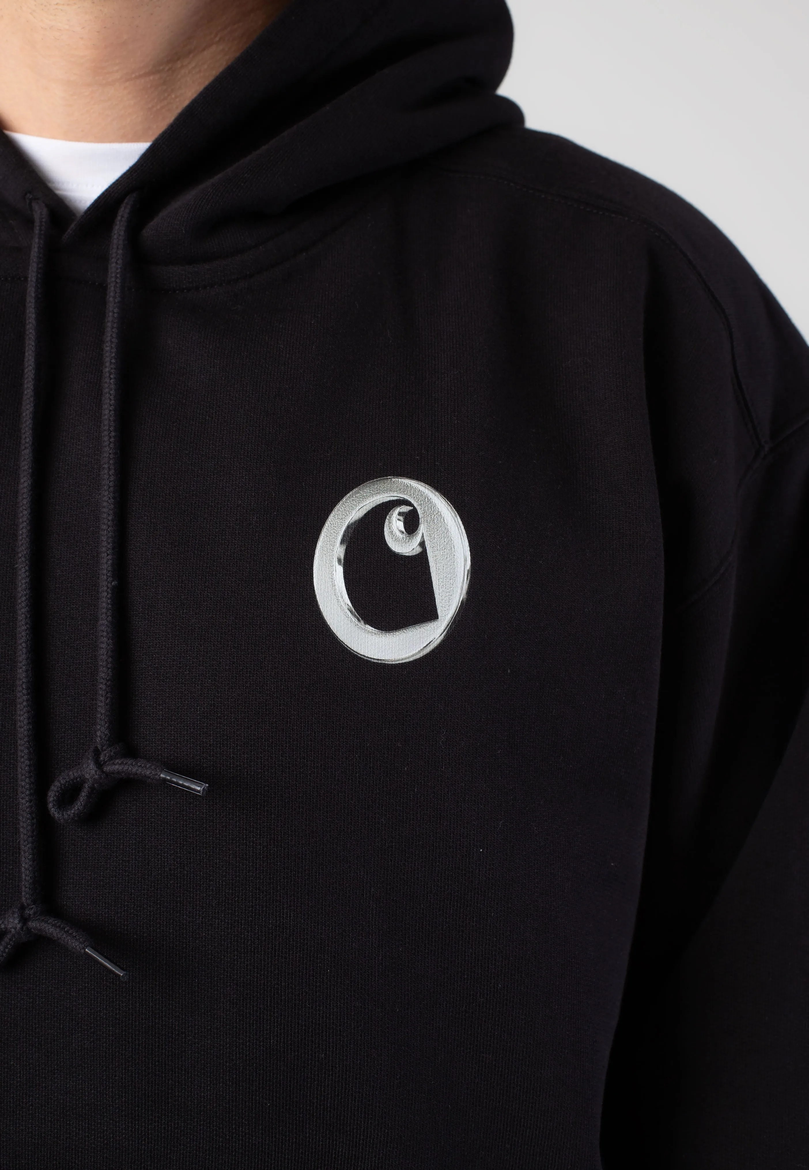 Carhartt WIP - Hooded Charm Link Stone Washed Black/Silver - Hoodie