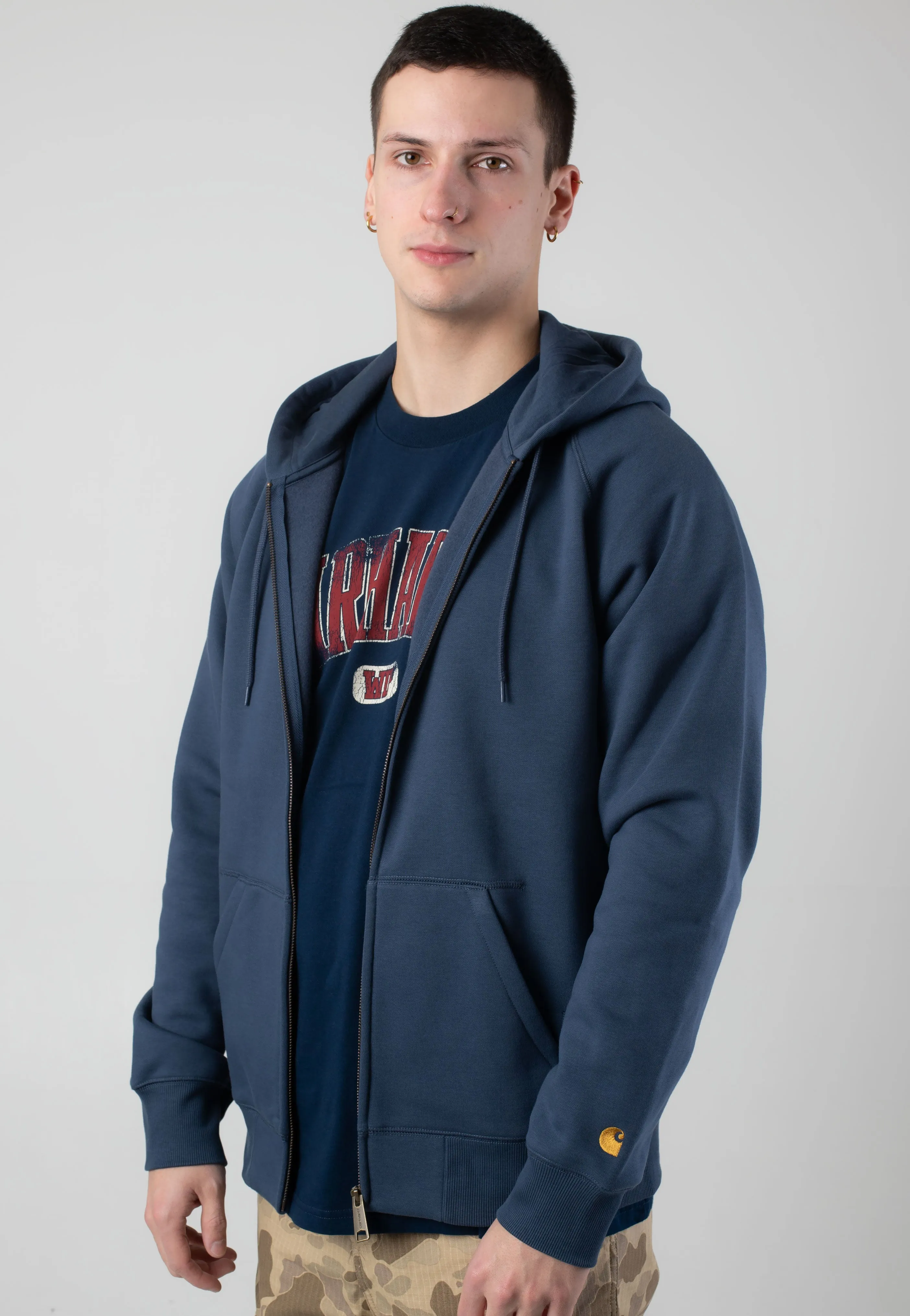 Carhartt WIP - Hooded Chase Dusky Blue/Gold - Zipper