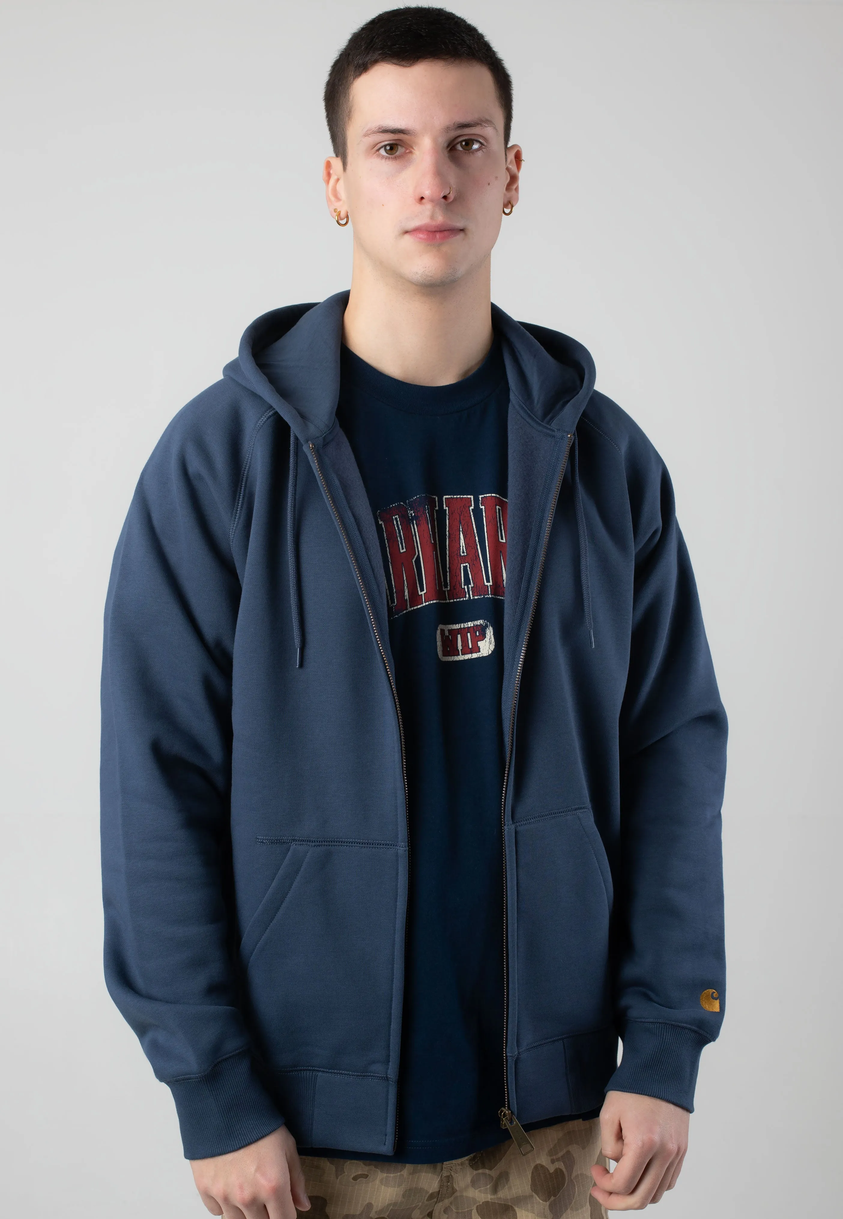 Carhartt WIP - Hooded Chase Dusky Blue/Gold - Zipper