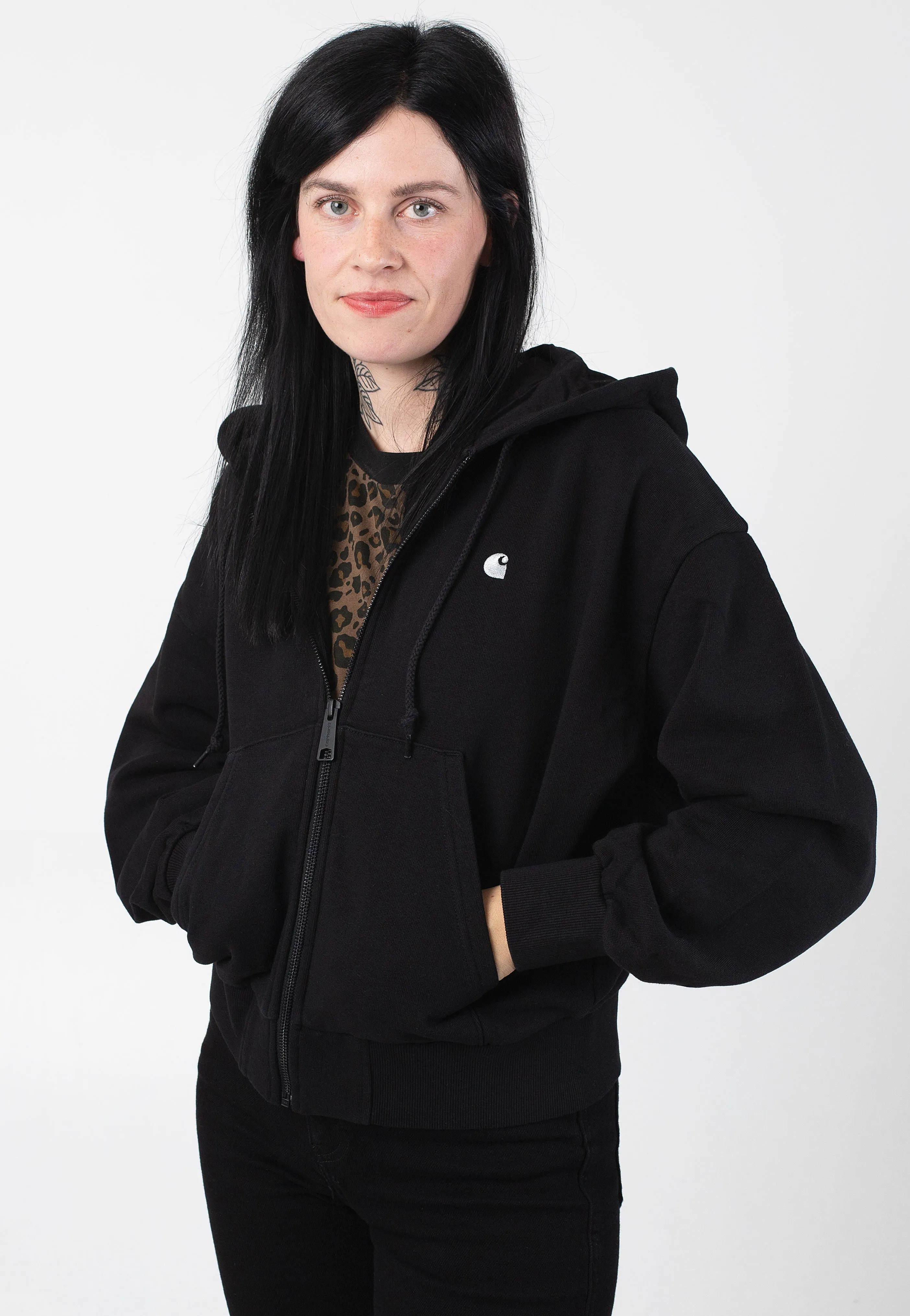 Carhartt WIP - W' Hooded Casey Black/Silver - Zipper