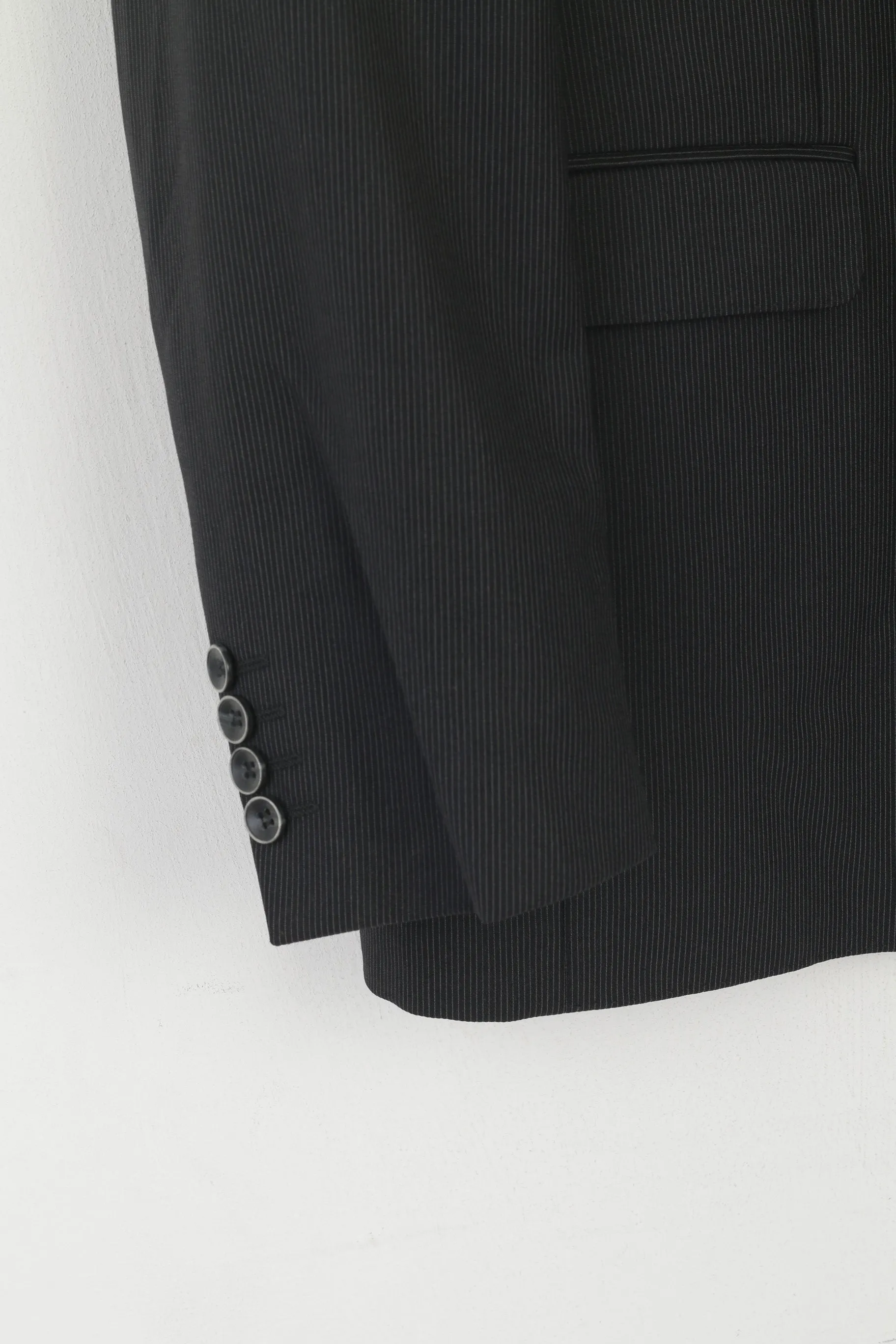 Carl Gross Men 52 42 Blazer Gray Striped Wool Single Breasted Red Super 110'a Jacket