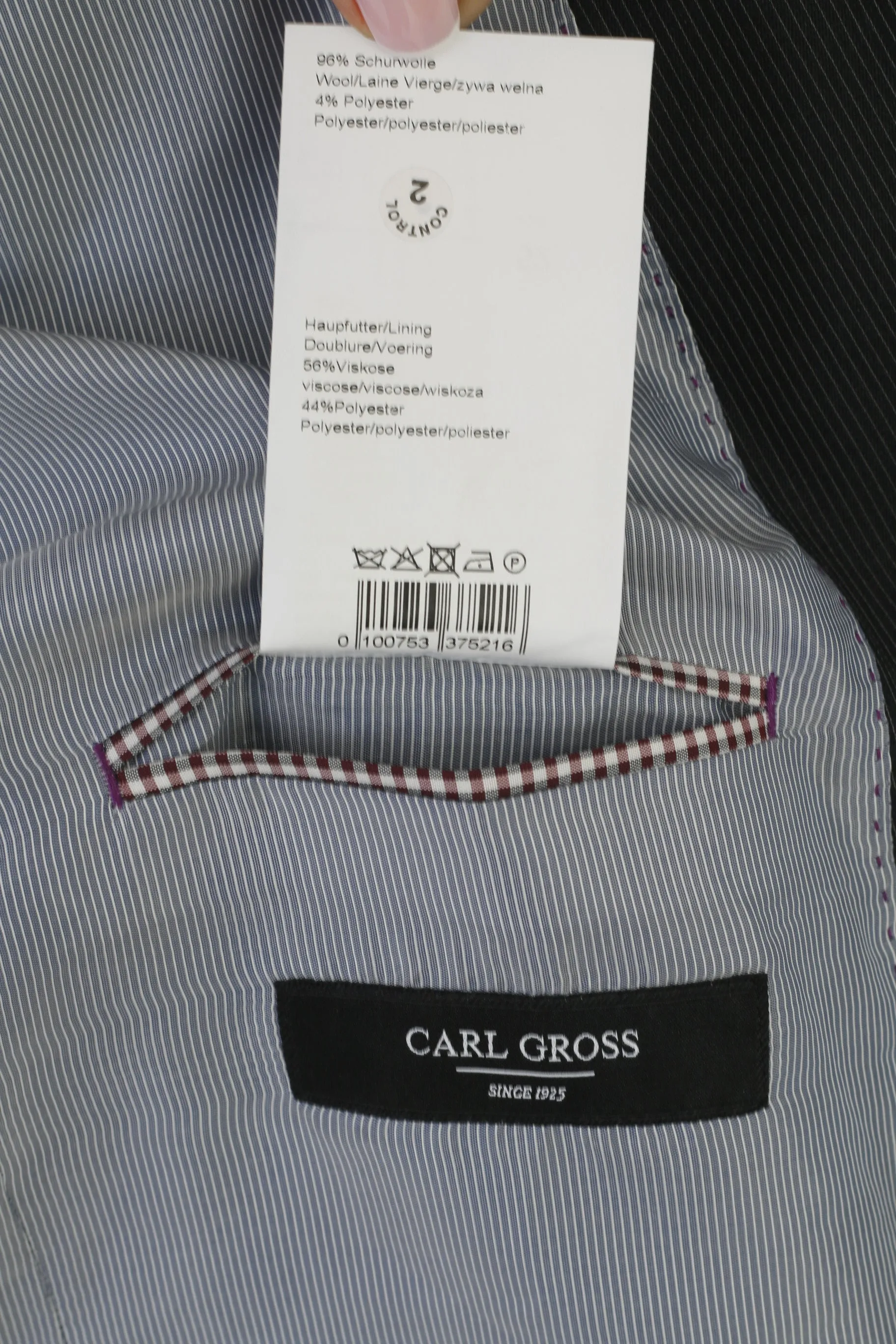 Carl Gross Men 52 42 Blazer Gray Striped Wool Single Breasted Red Super 110'a Jacket