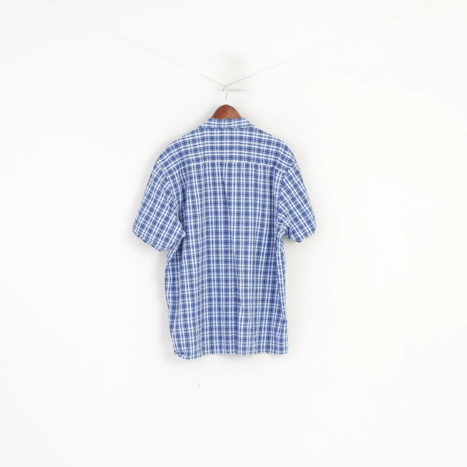 Champion Croyde Men XXL Casual Shirt Blue Check Cotton Classic Fit Top