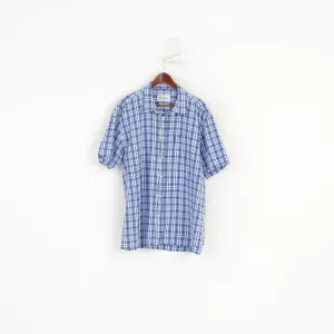 Champion Croyde Men XXL Casual Shirt Blue Check Cotton Classic Fit Top