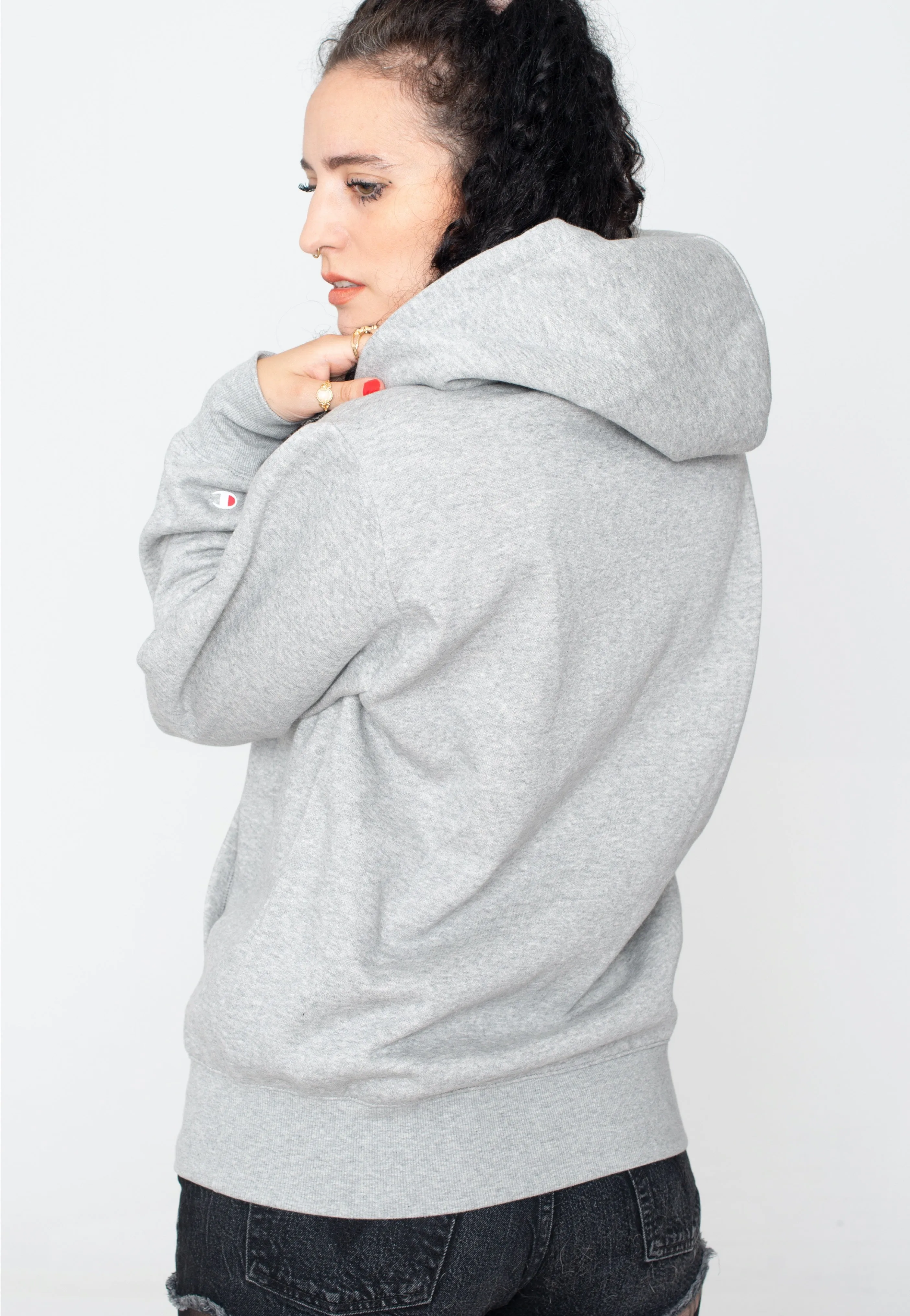 Champion - Hooded Full Zip Gray Melange Light - Zipper