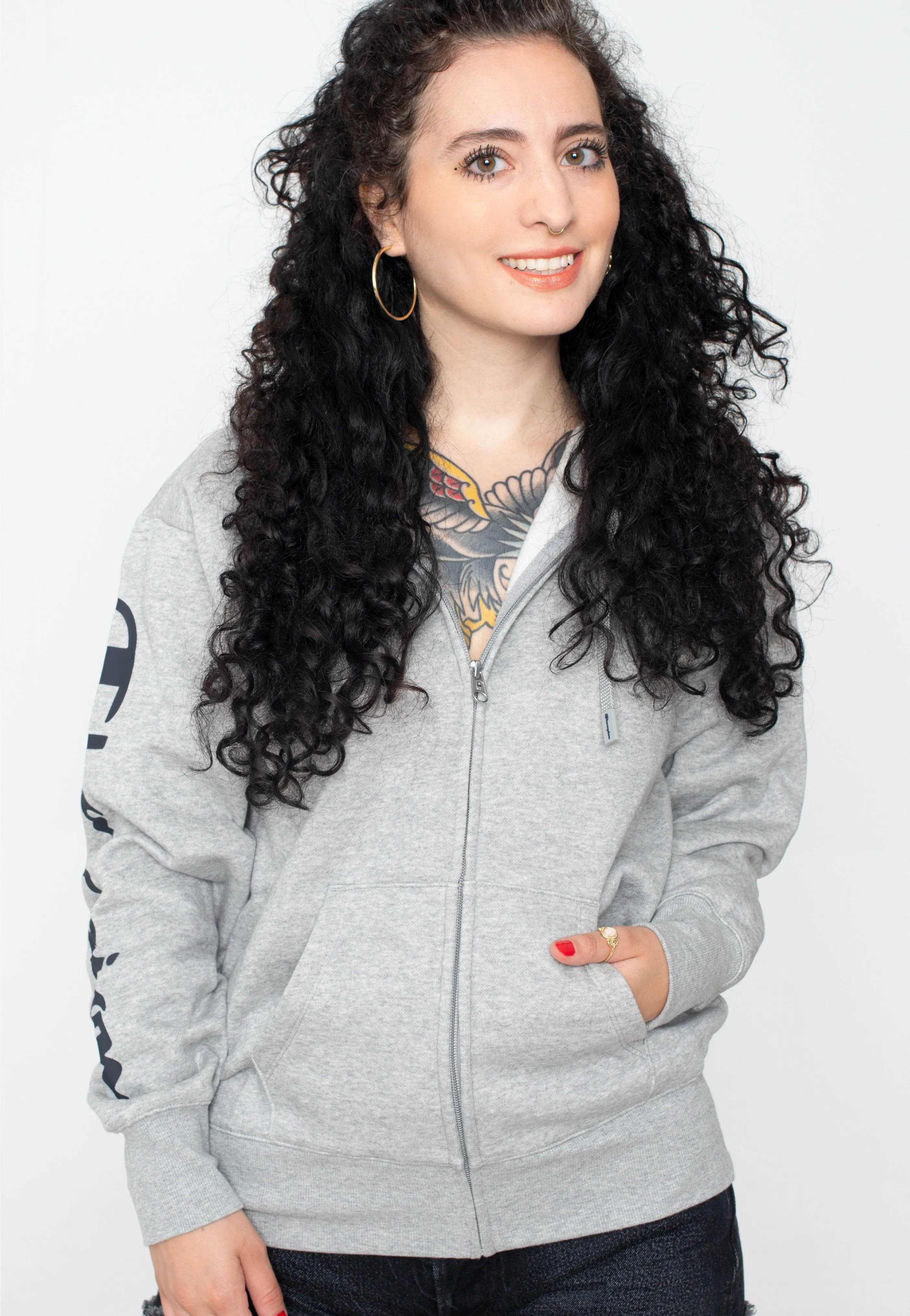 Champion - Hooded Full Zip Gray Melange Light - Zipper
