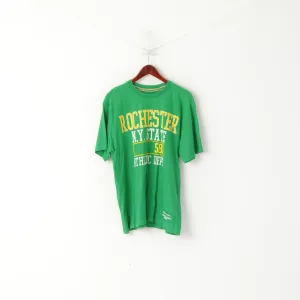 Champion Men L T- Shirt Green Cotton Graphic Crew Neck Rochester N.Y. Top