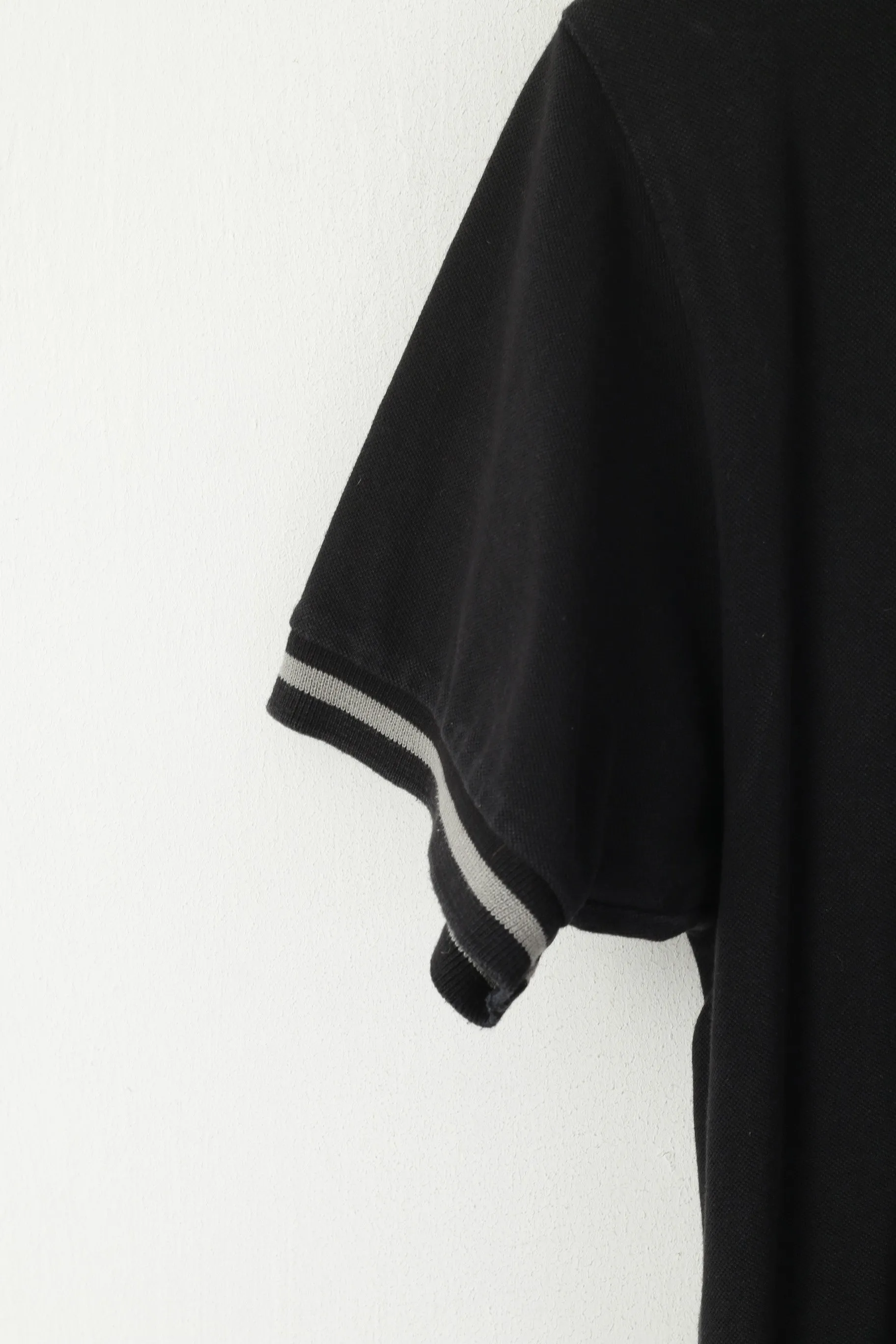 Champion Men S Polo Shirt Black Cotton Collared  Short Sleeve Sport Top