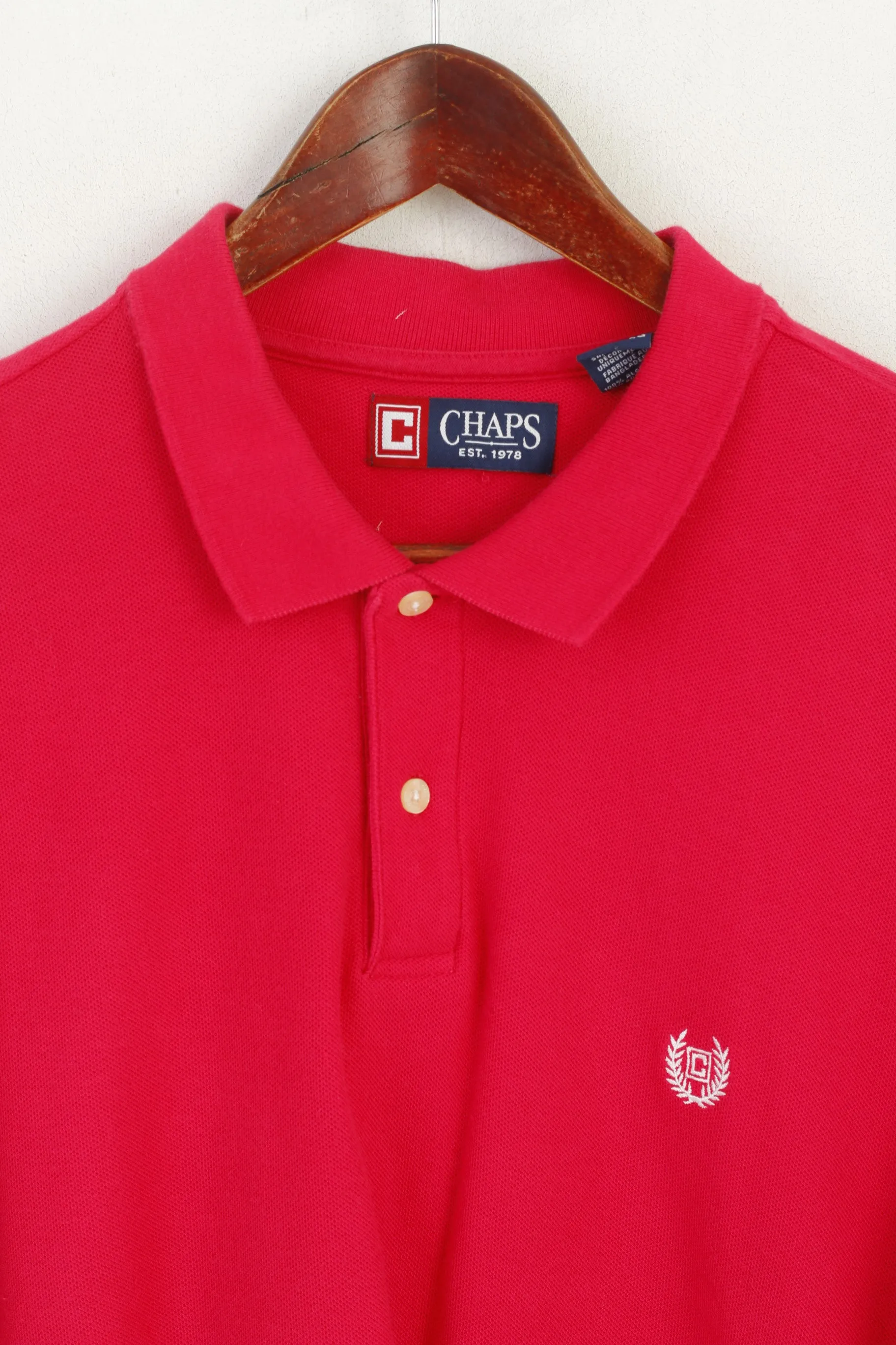 Chaps Men XL Polo Shirt Amaranth Cotton Plain Vintage Classic Short Sleeeve Top