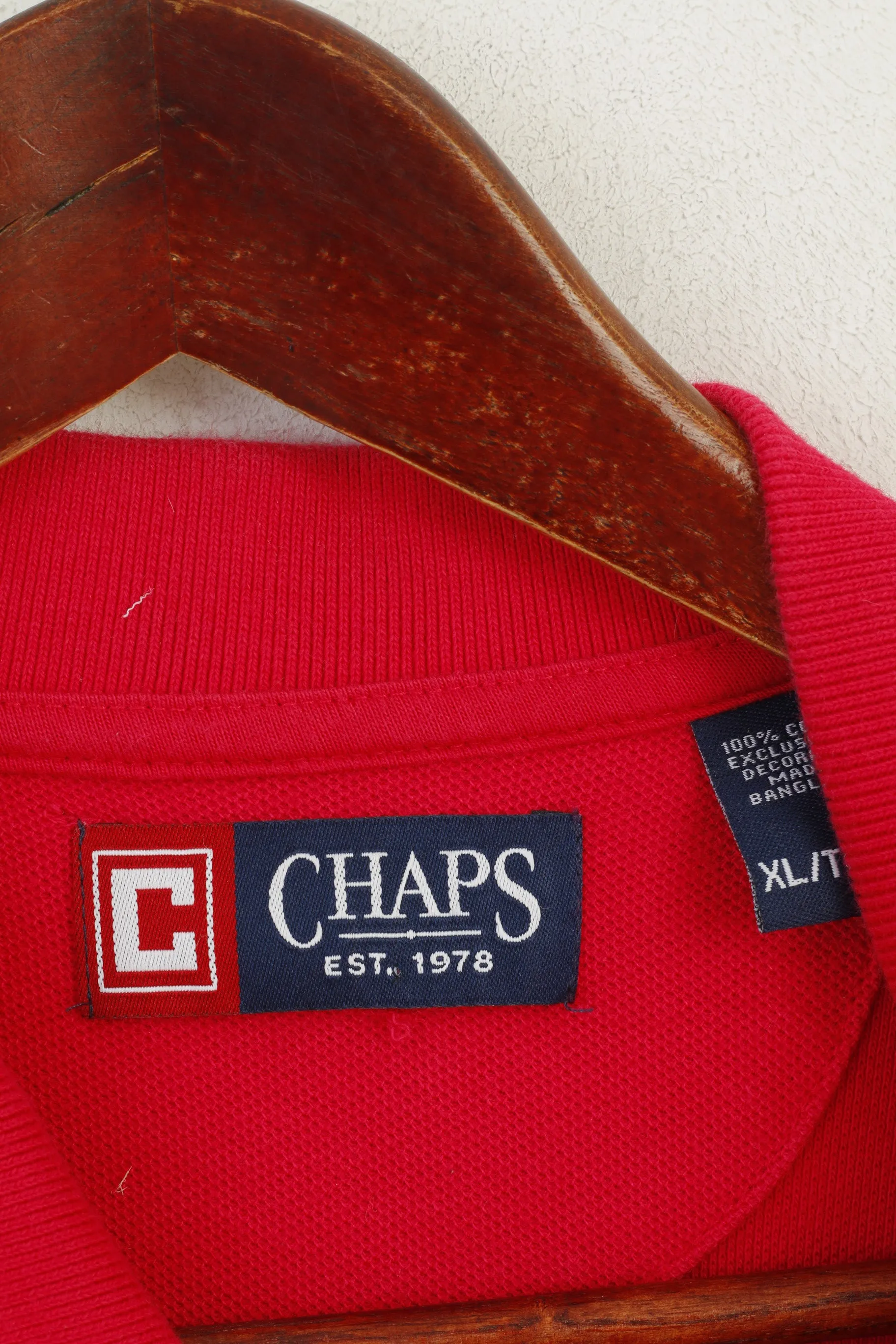 Chaps Men XL Polo Shirt Amaranth Cotton Plain Vintage Classic Short Sleeeve Top