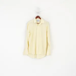 Charles Tyrwhitt Men 15.5 39 L Formal Shirt Yellow Cotton Check Cufflinks Elegant Top
