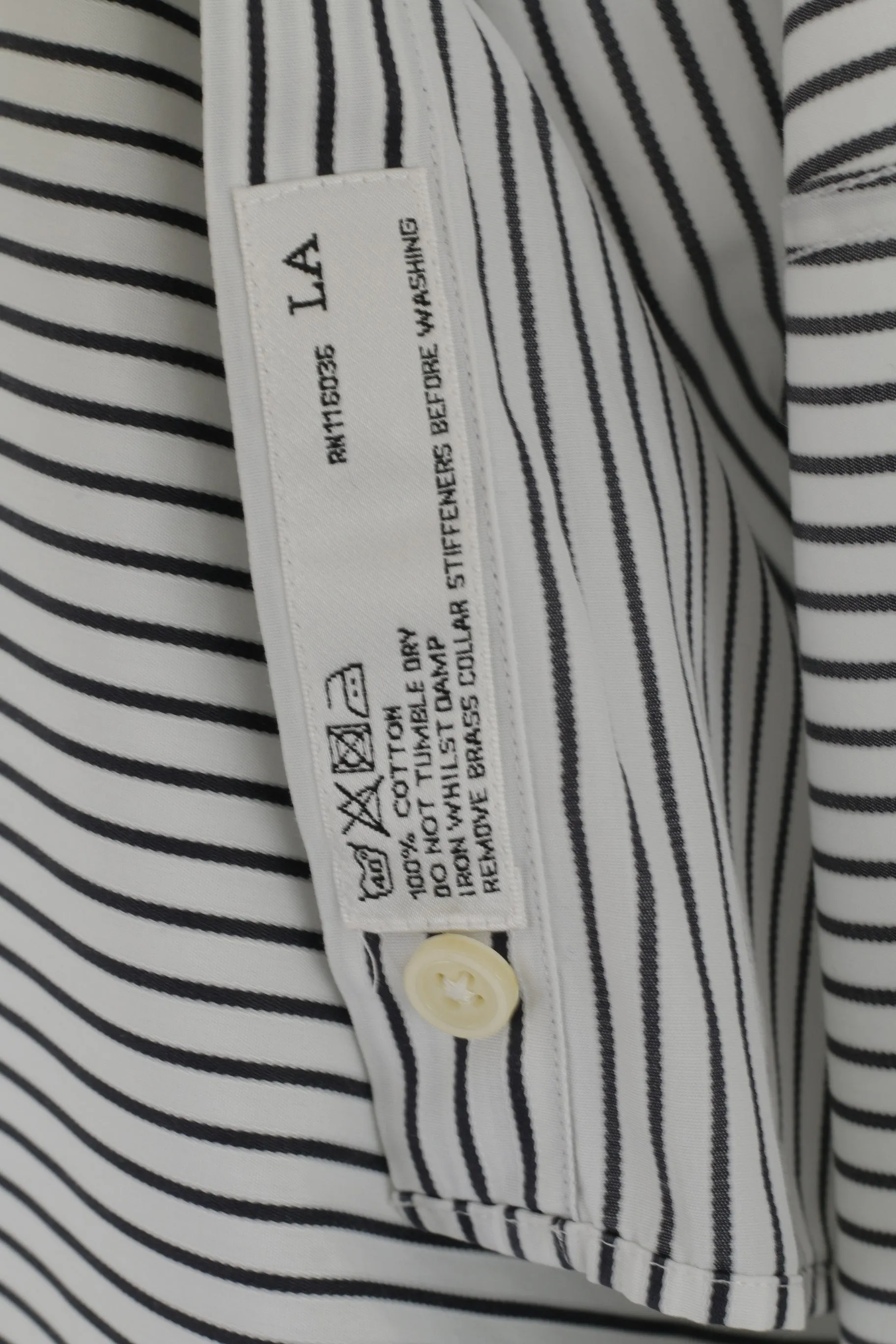 Charles Tyrwhitt Men 16 41 M Casual Shirt White Black Striped Cotton Slim Fit Long Sleeve Top