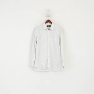 Charles Tyrwhitt Men L Casual Shirt White Check Cotton Long Sleeve Classic Top