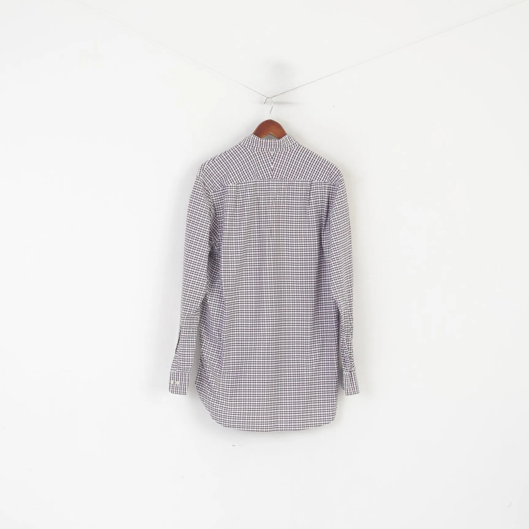 Charles Tyrwhitt Men M Casual Shirt Puple Check Cotton Long Sleeve Retro Top