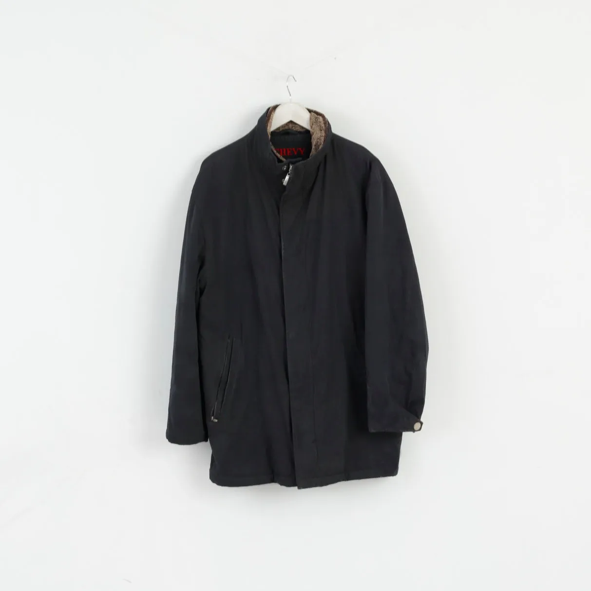 Chevy Men 50 L Jacket Black Harrington Padded Removable Lining Zippered Casual Top