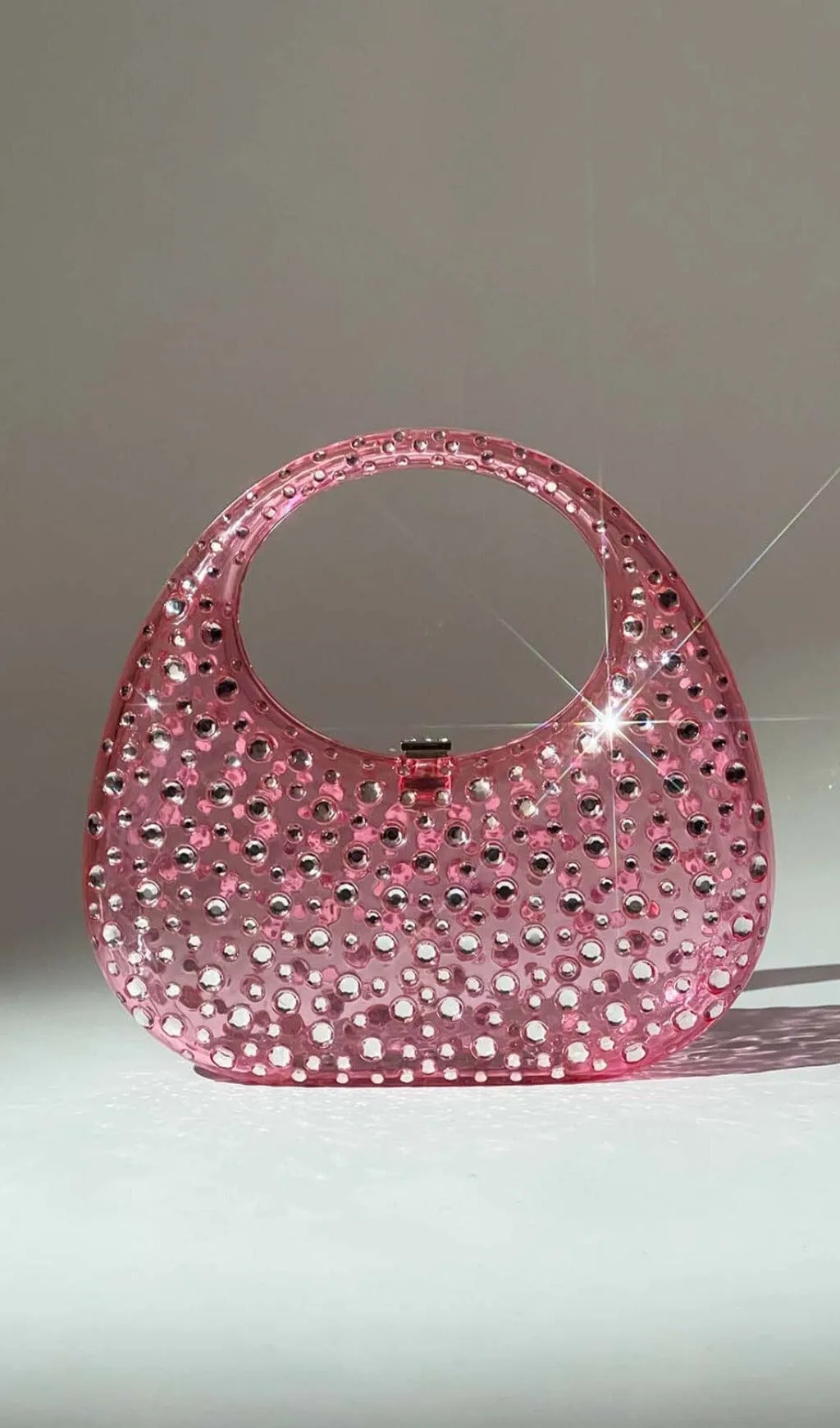 CLEAR EMBELLISHED BAG IN PINK Gloria Lanvin