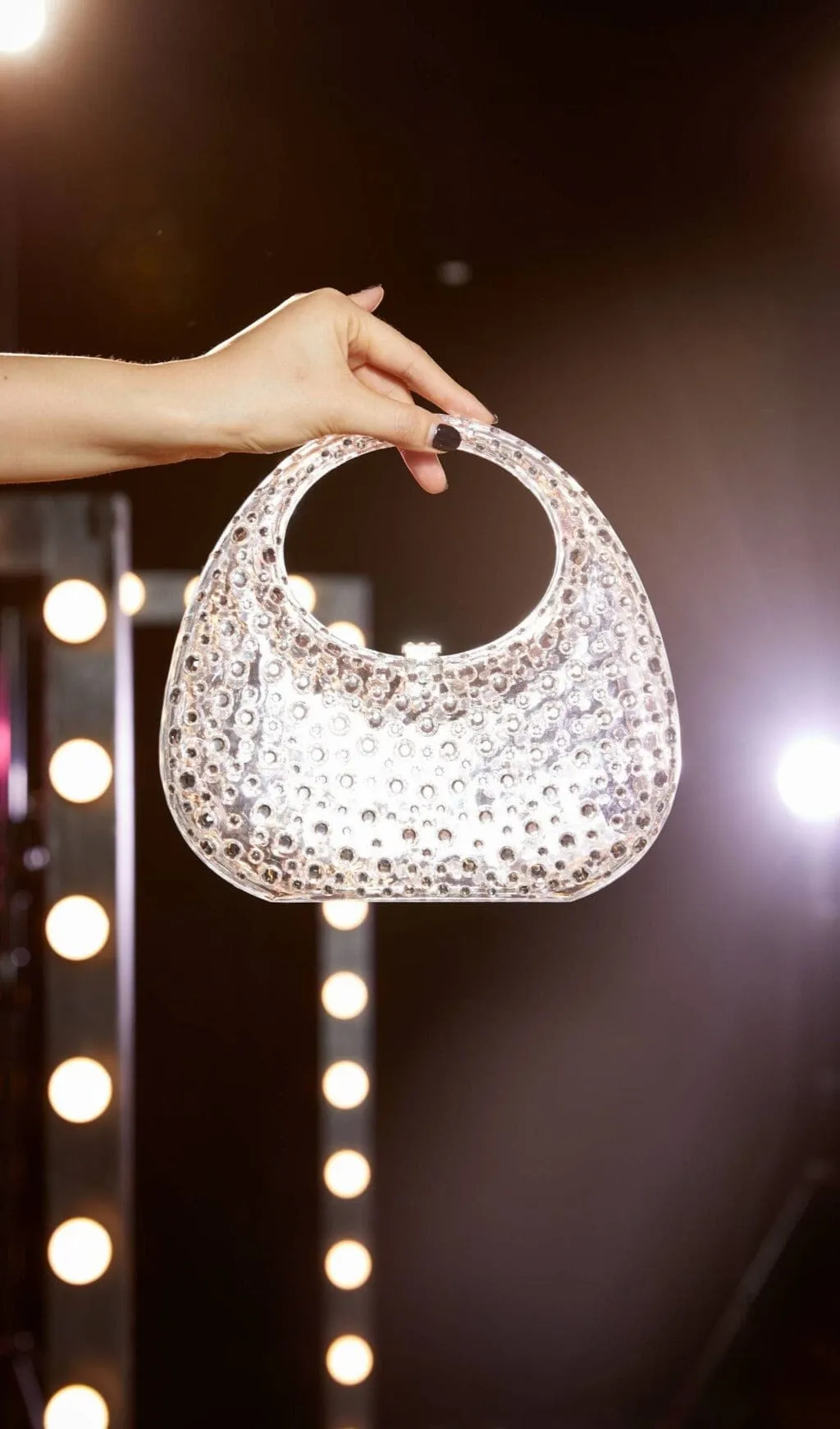 CLEAR EMBELLISHED BAG IN WHITE Gloria Lanvin