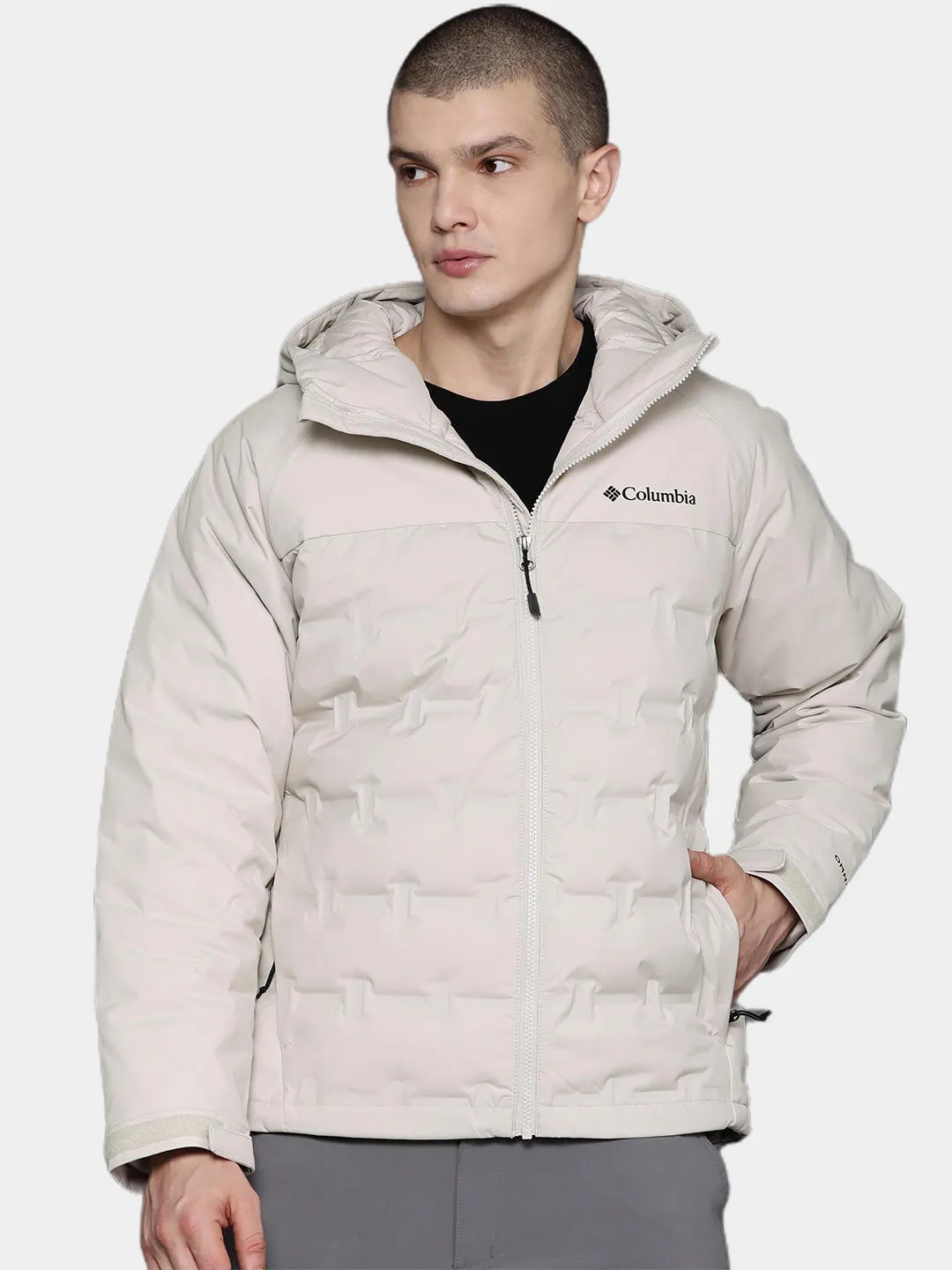 Columbia Men Beige Omni-Heat Infinity Grand Trek II Hooded Down Jacket