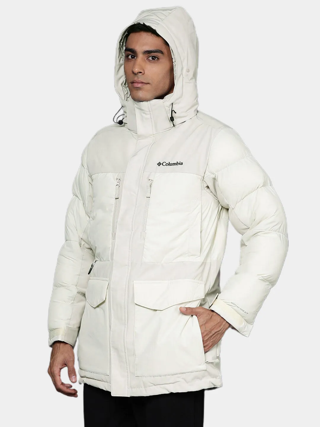 Columbia Men Beige Omni-Heat Infinity Marquam Peak Fusion Parka Parka Jacket