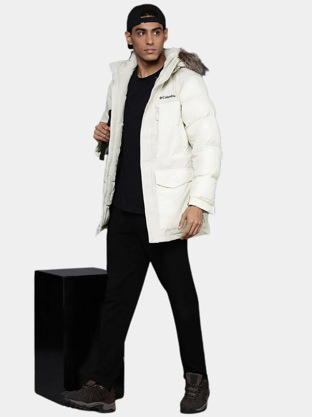 Columbia Men Beige Omni-Heat Infinity Marquam Peak Fusion Parka Parka Jacket