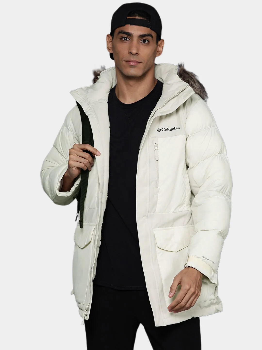 Columbia Men Beige Omni-Heat Infinity Marquam Peak Fusion Parka Parka Jacket