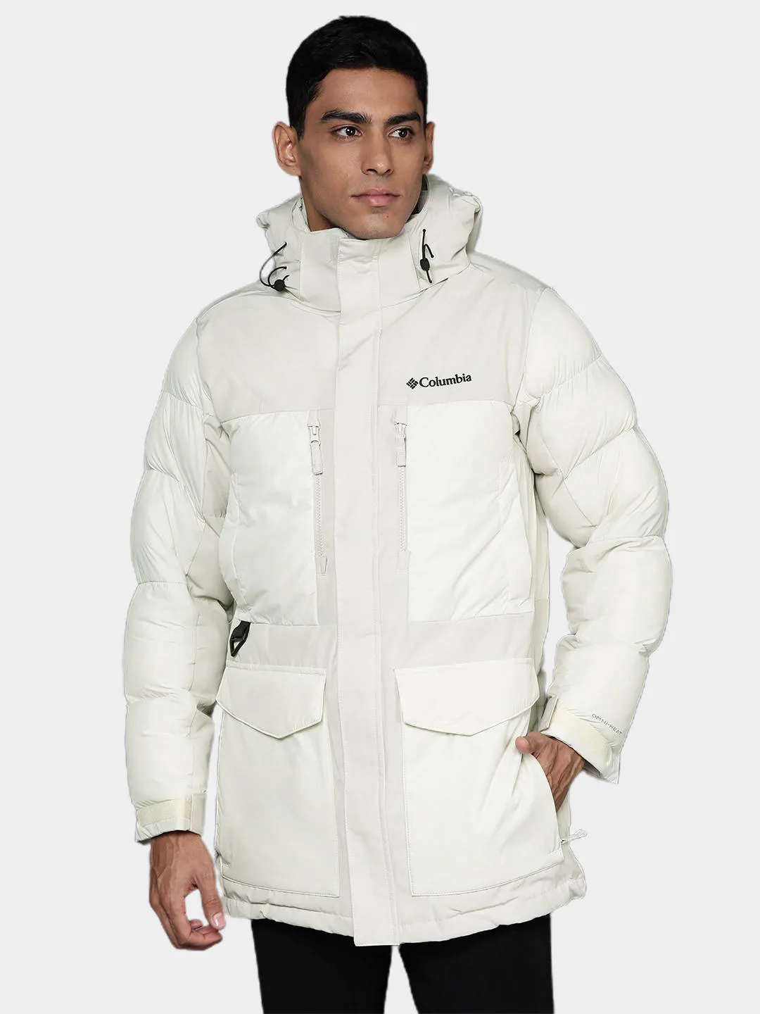 Columbia Men Beige Omni-Heat Infinity Marquam Peak Fusion Parka Parka Jacket